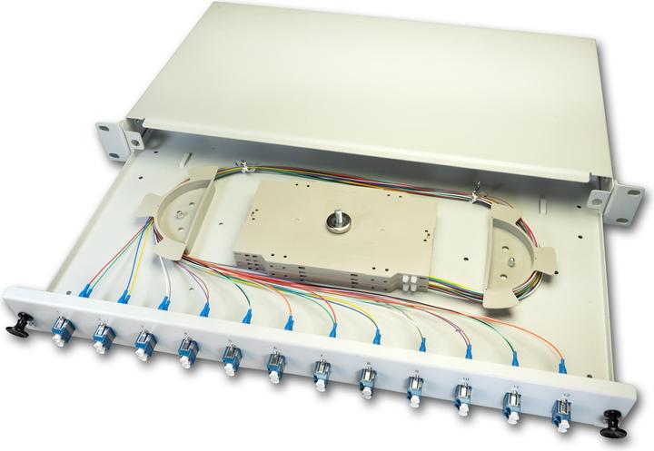 Produktbild Lightwin LWL Spleissbox, 12 Fasern, 6x DSC Multimode, 50/125µm OM3 Pigtail Spleissboxen (1.50 m)