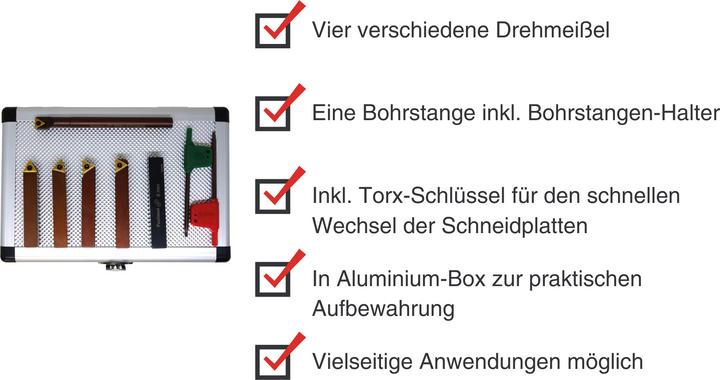 Produktbild Paulimot Drehmeissel-Set mit Wendeplatten, 10 mm, inkl. Bohrstange Ø 8 mm