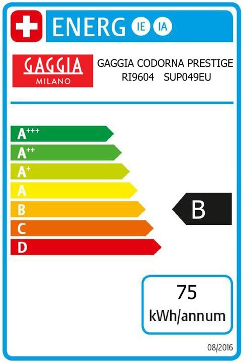 Energy Label Gaggia Cadorna Prestige