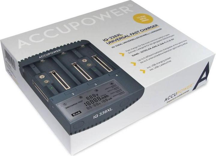 Produktbild AccuPower Rundzellen-Ladegerät NiCd, NiM (1 Stk., 14500, 18650, CR123A, AA, Ladegerät inkl. Akku)