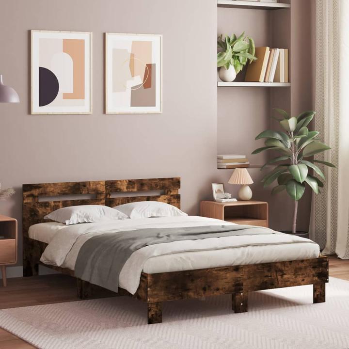 Actual product image VidaXL Bed frame with headboard LED lighting 120 x 190cm (120 x 190 cm)