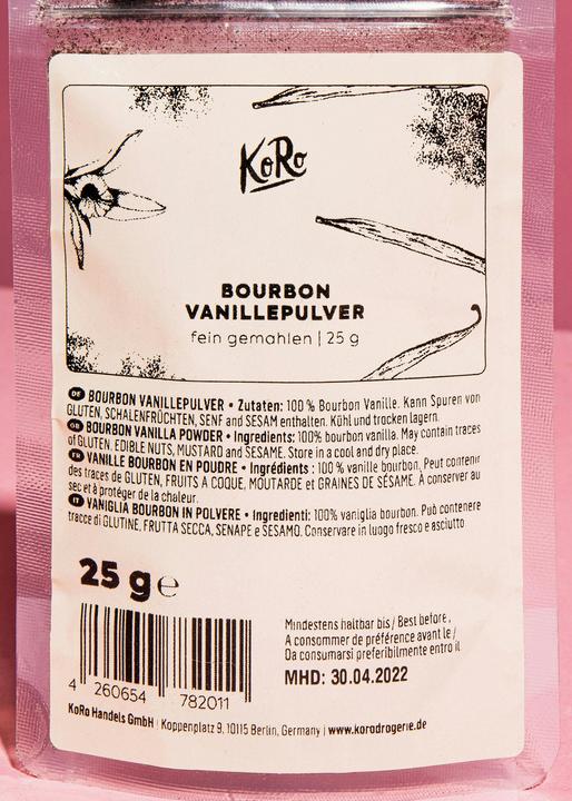 Valori nutrizionali e ingredienti KoRo Polvere di vaniglia Bourbon (25 g)