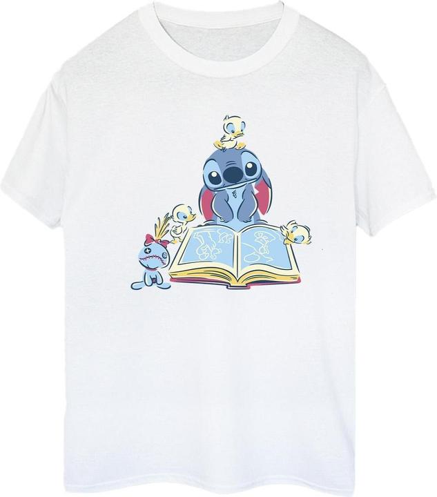 Actual product image Disney Womens/Ladies Lilo & Stitch Reading A Book Cotton Boyfriend T-Shirt (XL)