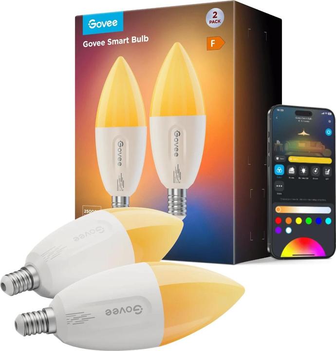 Image du produit Govee Smart Light Bulb E14, RGBWW, CRI groesser als (E14, 5 W, 450 lm, 1 x, F)