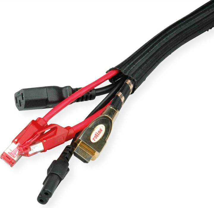 Actual product image Roline PVC braided sleeving for cable bundling, self-closing, black, 2.5 m (Cable hole, 250 cm)
