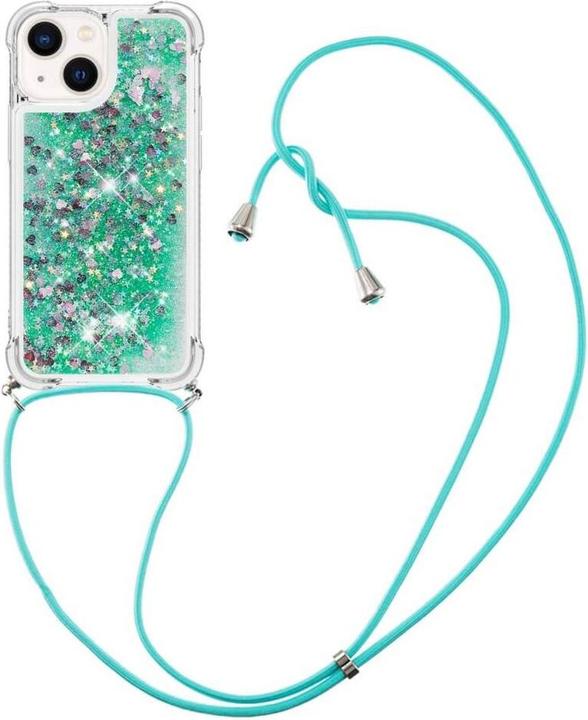 Image du produit Cover-Discount iPhone 15 Plus - Étui à paillettes avec bandoulière turquoise (Apple iPhone 15 Plus)