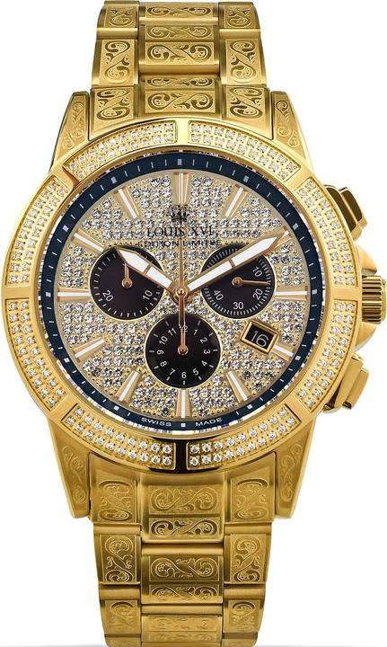 Actual product image Louis XVI LXVI1126 Majeste Iced Out Chronograph Men's Watch 43mm 5ATM (Chronograph, 43 mm)