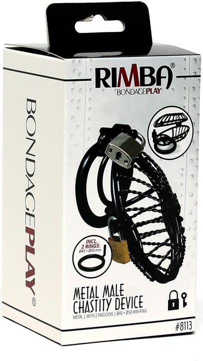 Actual product image Rimba Metal Male Chastity Device with 2 Padlocks