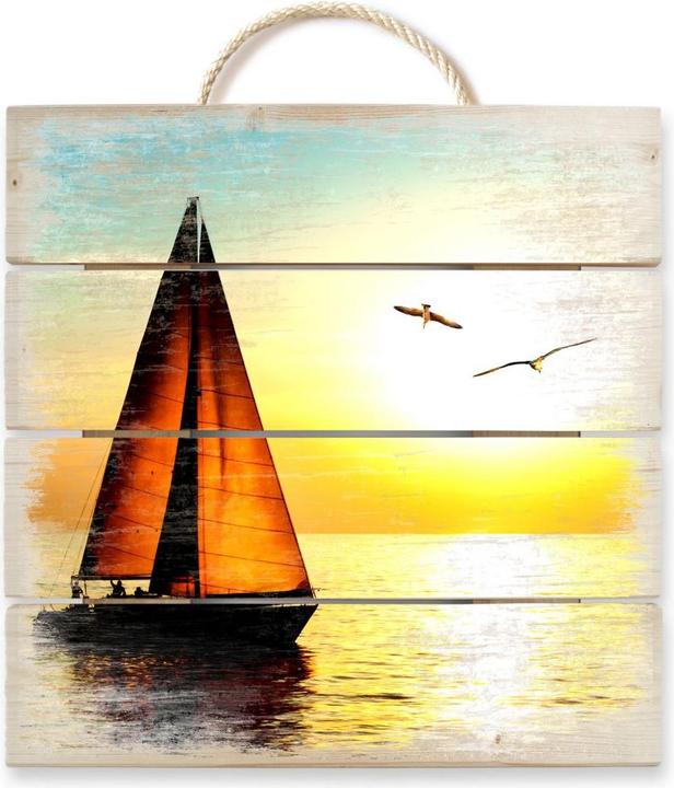 Produktbild Trenddeko Segelboot im Sonnenuntergang (40 x 41.5 cm)
