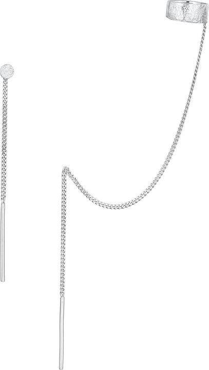 Elli Ohrringe Earcuff mit Kette Durchzieher Plättchen 925 Silber (925er Sterling Silber)