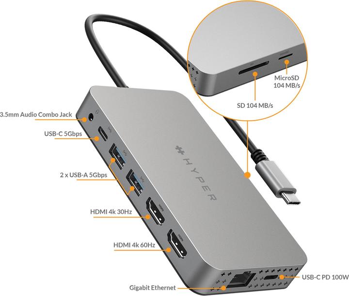 Immagine prodotto Hyper HyperDrive Dual (USB-C, 10 Porti)