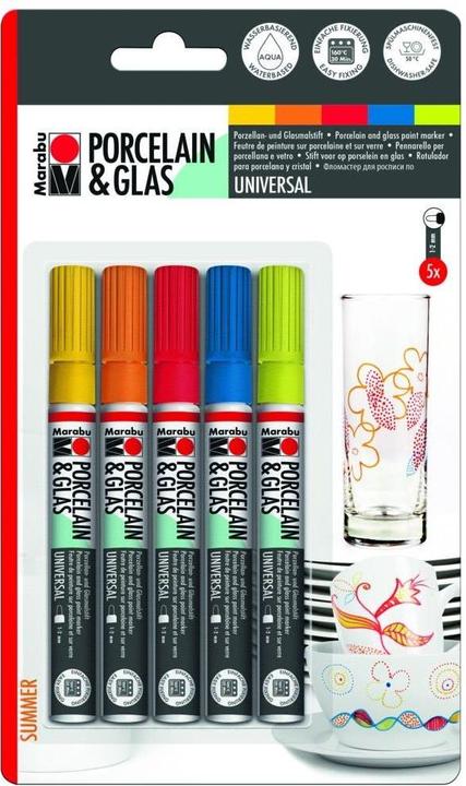 Marabu Porcelain and glass painting pencil (Orange, Yellow, Blue, Red, Light green, 5 x)