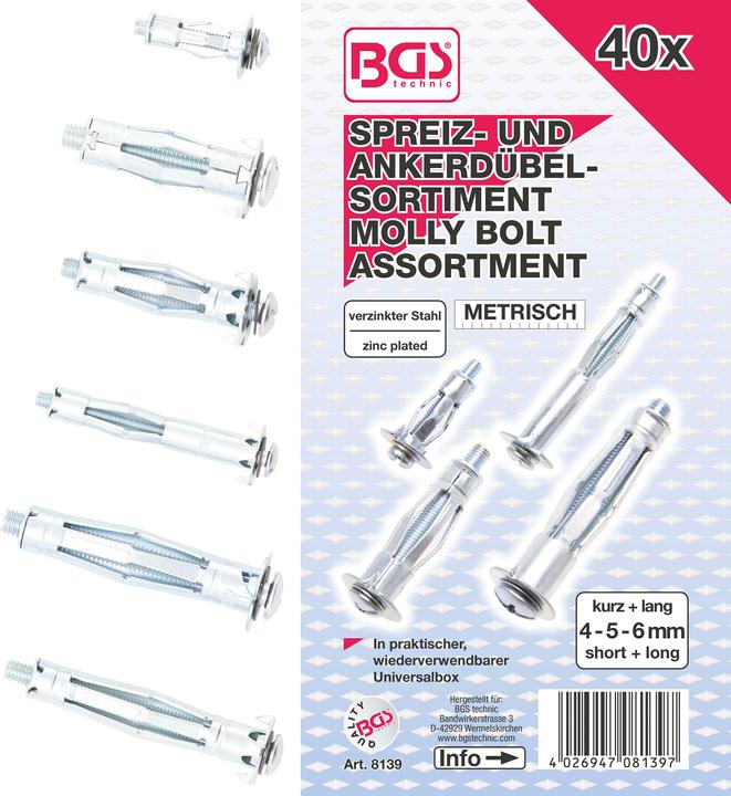 Image du produit BGS Assortiment de chevilles de chevilles Molly 40 pièces (1 pcs)