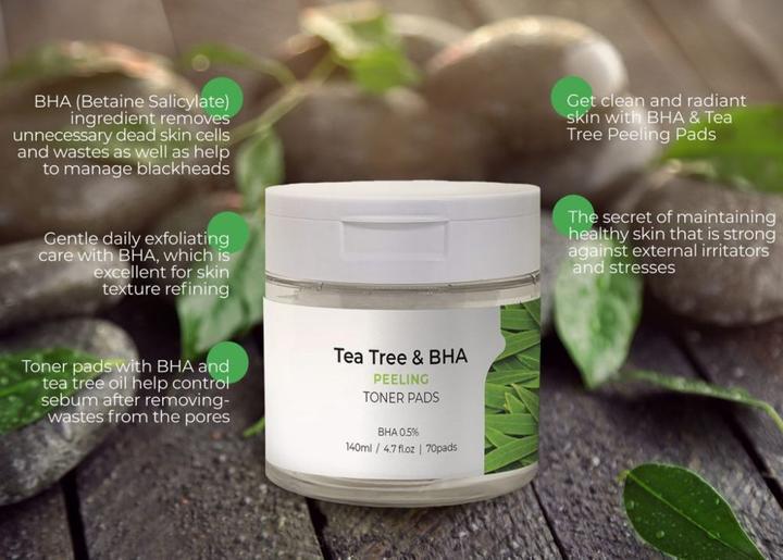 Image du produit JKosmec Pads exfoliants tonifiants Tea Tree et BHA (Gommage, 700 ml)
