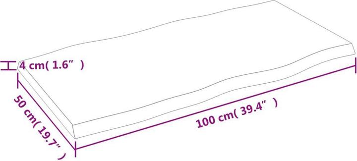 Actual product image VidaXL Tischplatte 100x50x4 cm Massivholz Eiche Behandelt (100 x 50 x 4 cm)