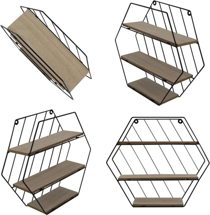 Image du produit Casativo Étagère suspendue en métal et bois, noir, marron (31 x 9 x 35 cm)