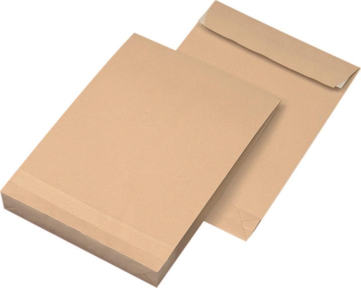 Produktbild Mailmedia Faltentaschen DIN B4 ohne Fenster braun mit 4,0 cm Falte, 100 St. (100 x)