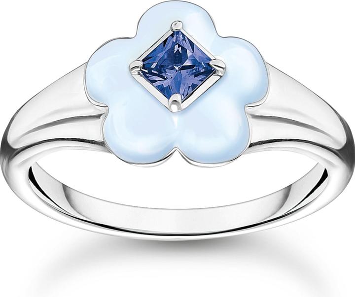 Produktbild Thomas Sabo Ring Blume mit Blauem Stein Silber (54, 925 Silber)