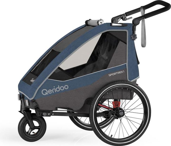 Qeridoo Kinderfahrradanhänger Sportrex 2 Limited Edition Jeans Blue Kollektion 2023