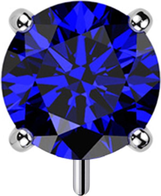 Image du produit Star Piercing Threadless argent épais devant avec cristal bleu foncé serti (sans laiton, Titane G23)