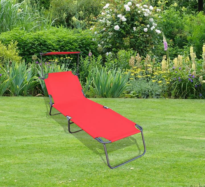 Image du produit VCM Bain de soleil Chaise longue avec toit solaire (185 cm)