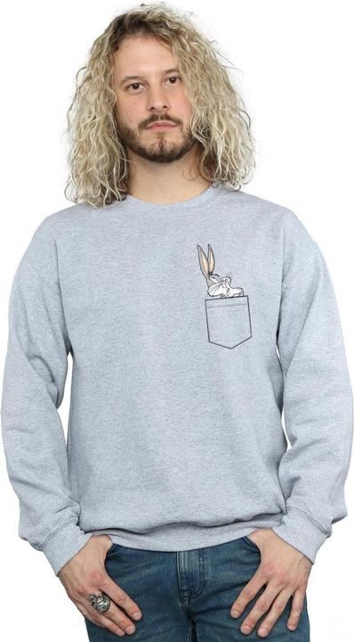 Actual product image Looney Tunes Mens Bugs Bunny Faux Pocket Sweatshirt (S)