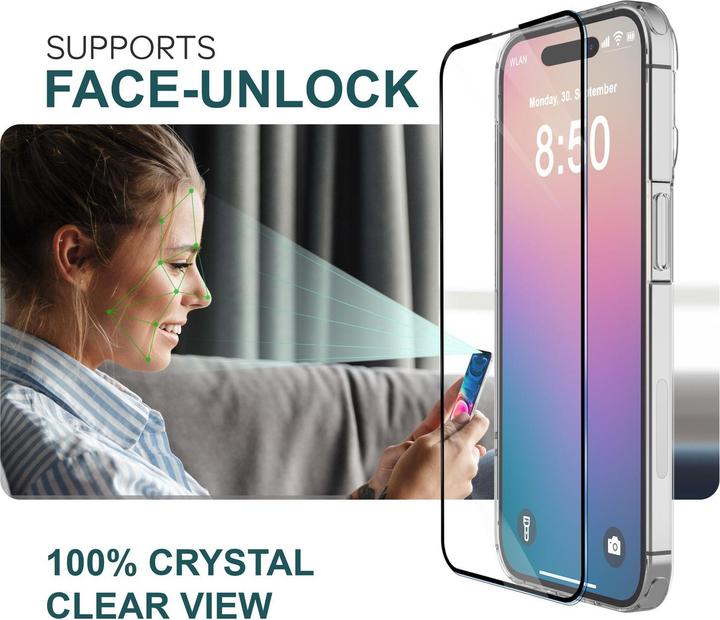Actual product image Nalia 2x protective glass & 1x template (2 Piece, Apple iPhone 16 Plus)