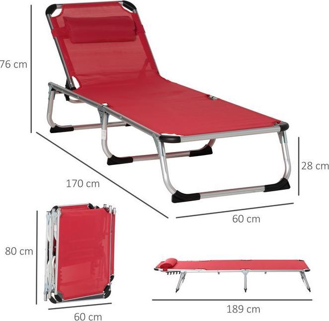 Image du produit Swisshandel24 Chaise longue de jardin Alu Chaise longue en tissu Chaise longue de relaxation réglable en 5 (165 cm)