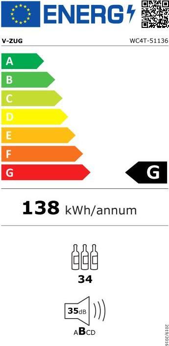 Label énergétique V-Zug Réfrigérateur/congélateur WineCooler UCSL