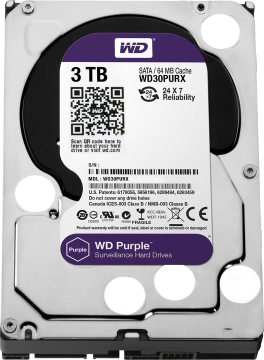 Actual product image WD Purple WD30PURX hard drive (3 TB, 3.5", CMR)
