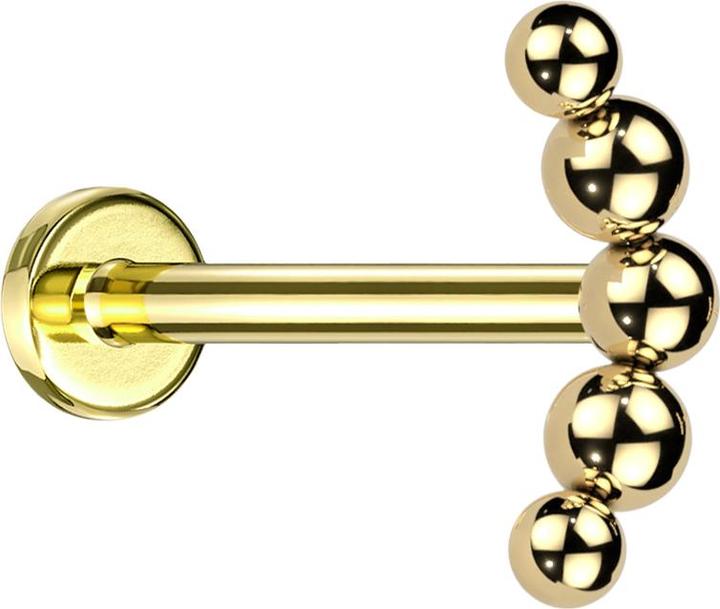Star Piercing Micro Labret Innengewinde vergoldet Bogen Kugeln (ohne Messing, Titan G23)