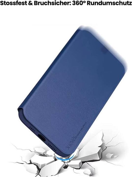 Actual product image X-Level iPhone 11 Pro Max - FIBColor Flip Etui, Kunstleder, 360° Rundumschutz, Dunkelblau (Apple iPhone 11 Pro Max)