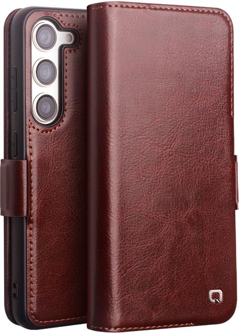 Produktbild QiAlino Hülle Flip mit magnetischem Verschluss Dunkelbraun (Samsung Galaxy S25+)