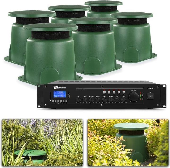 Produktbild Power Dynamics 100V Bluetooth voor buiten met 6 weerbestendige speakers en kabels - 180W