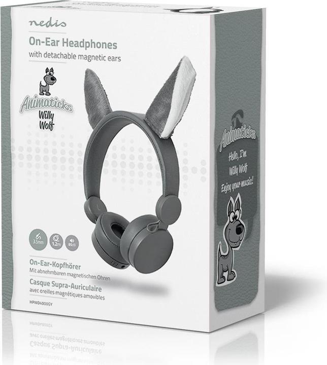 Actual product image Nedis On-ear headphones with cable On-ear headphones with cable 3.5 mm cable length: 1.20 m 85 dB Grey (Cable)