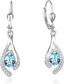 Beneto Gorgeous silver earrings with lightue zircons AGUC2693-T