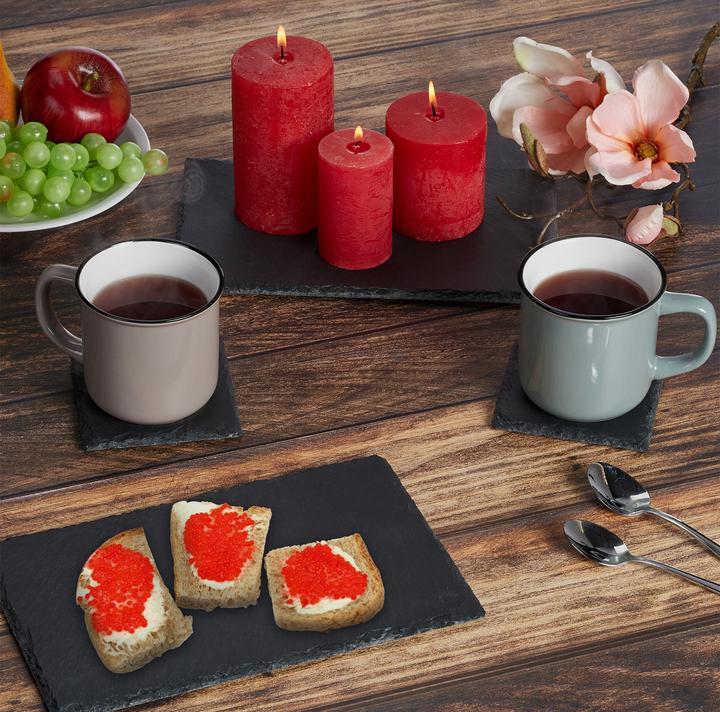 Produktbild Relaxdays 12x Schiefer-Untersetzer (1 x, Glasuntersetzer)