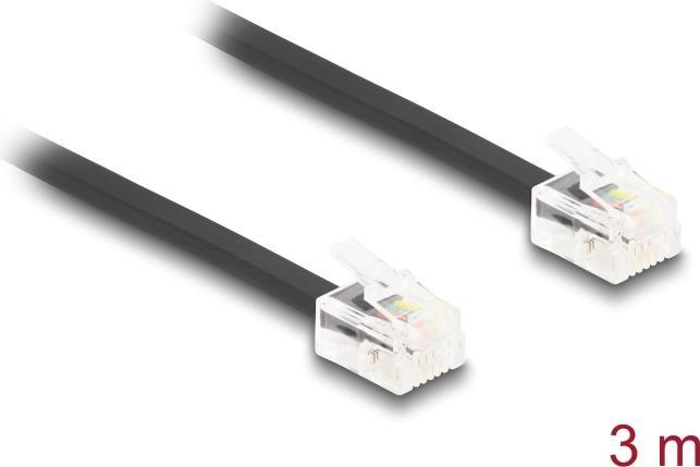 Delock Cavo telefonico da spina RJ11 a spina RJ11 nero 3 m
