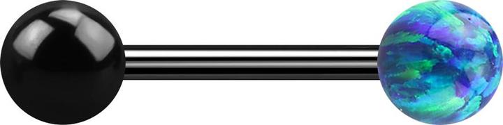 Produktbild Star Piercing Barbell schwarz mit Kugel und Kugel Opal blau (Chirurgenstahl 316L, ohne Messing)