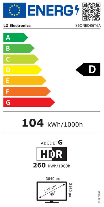 Energie-Label LG 86QNED86T6A (86", QNED86, QNED, 4K, 2024)