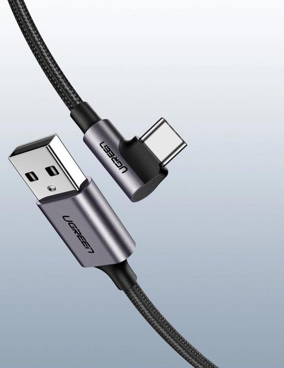 Actual product image Ugreen USB-C angled to USB-A 2.0 A data cable (2 m, USB 2.0)