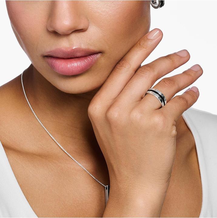 Image du produit Thomas Sabo Bague en ruban avec pierres noires Pavé d'argent (56, Argent 925)