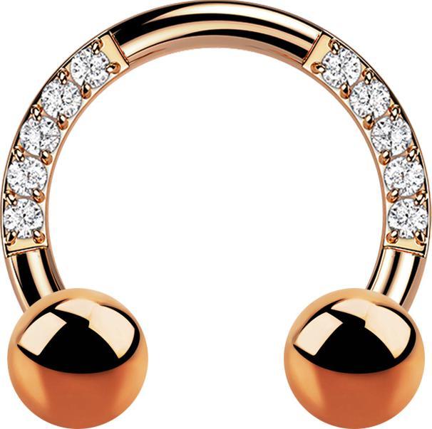 Image du produit Star Piercing Micro Circular Barbell or rose cristaux avec deux boules (Titane G23, sans laiton)
