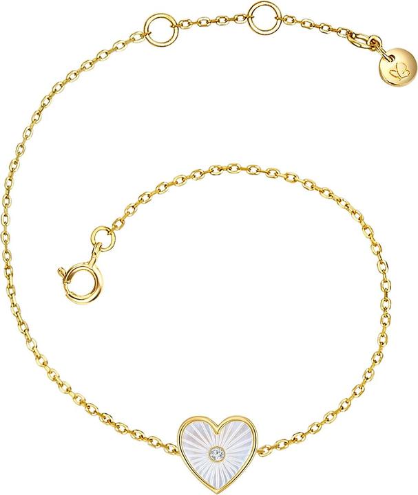 Produktbild Glanzstücke München Damen Herz Sterling Silber Zirkonia Perlmutt gelbgold - 28997 (15 cm, Sterling Silber)