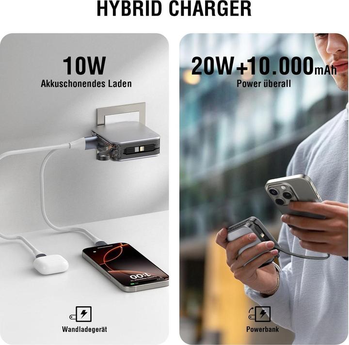 Productafbeelding 4smarts 3in1 hybride oplader Lucid (10000 mAh, 20 W, 37 Wh)