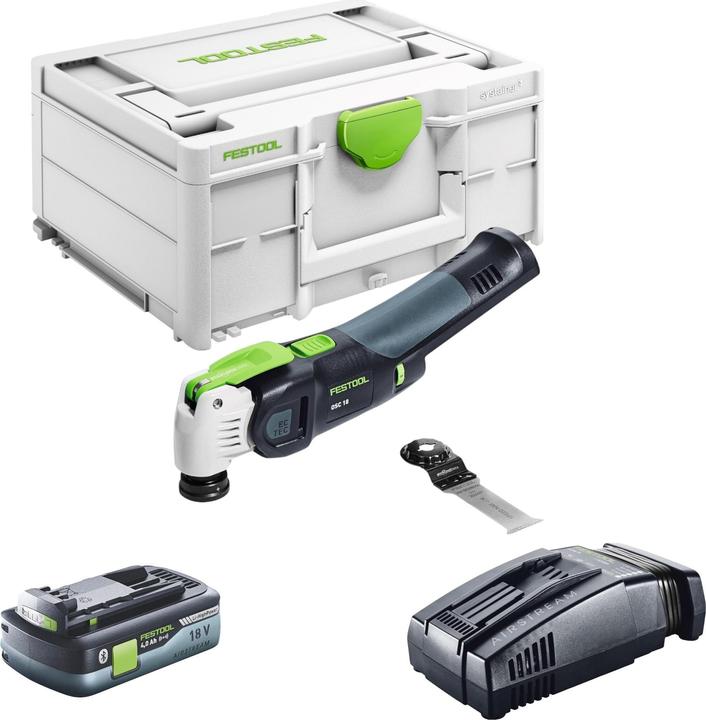 32, Bi, 1x Festool VECTURO OSC 18 cordless oscillating saw, 1x Festool universal saw blade USB 78, OSC, 1x Festool Systainer SYS3 M 187, 1x Festool BP 18 Li 4.0 HPC-ASI battery 18 V 4.0 Ah, 1x Festool SCA 16 quick charger 10.8 V - 18 V 16 A