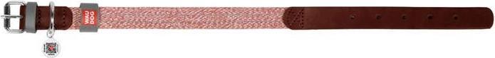 Actual product image Waudog Dog collar made of natural leather and recycled material with QR code size S, width 15 mm, br (S, Dog, General)