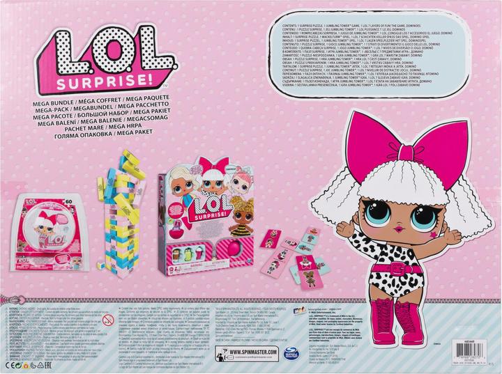 Produktbild Spin Master L.O.L. Surprise! Mega-Pack mit vier Puzzles, Dominosteinen und dem Spiel „7 Schichten voller Spass!“ (232 Teile)