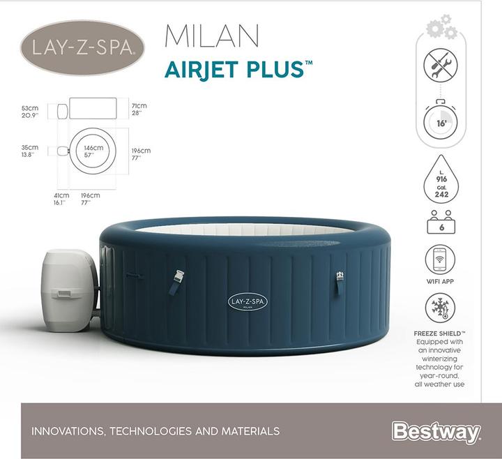 Image du produit Bestway Lay-Z-Spa Milan AirJet Plus (6 pers.)