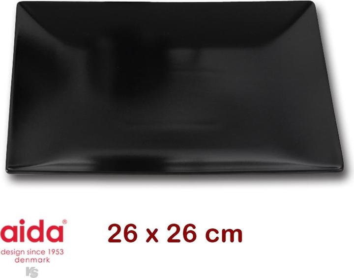 Image du produit Aida Assiette en grès noire carrée 26cm (1 x, 26 cm)